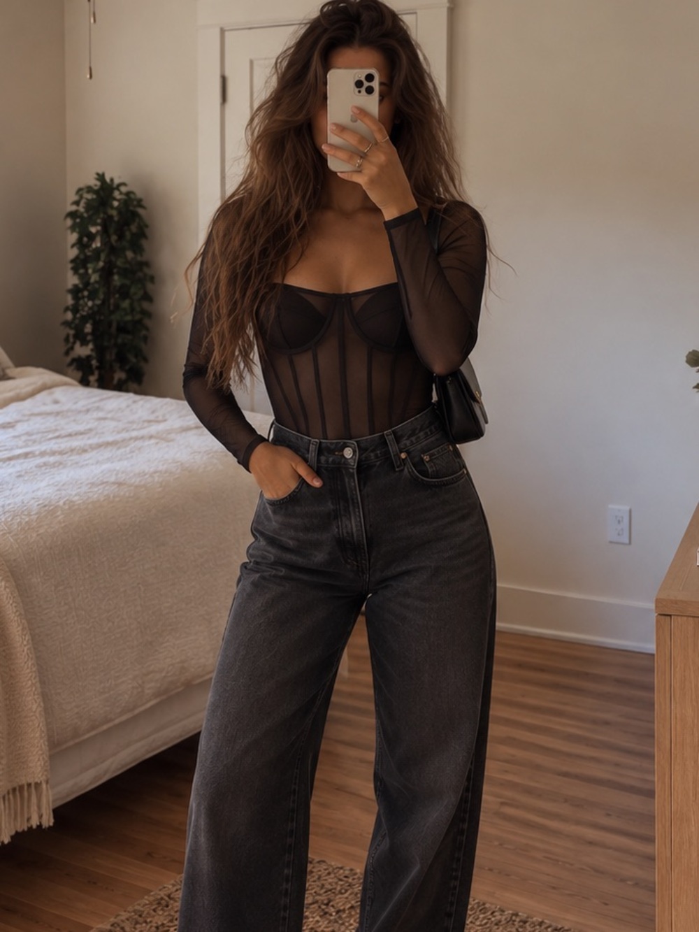Princess Polly Leonie Sheer Mesh Bodysuit – Black XS/S